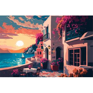 Blossom island coffee shop 2 - Πίνακας σε καμβά