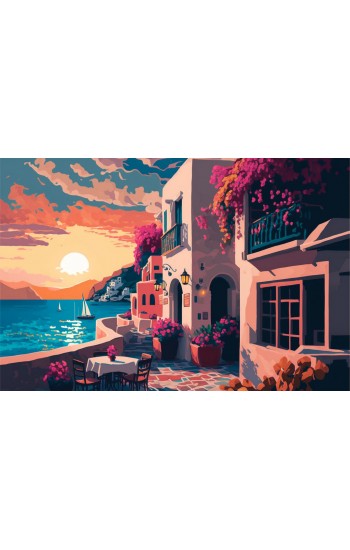 Blossom island coffee shop 2 - Πίνακας σε καμβά