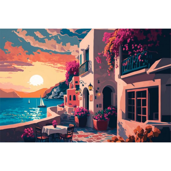 Blossom island coffee shop 2 - Πίνακας σε καμβά