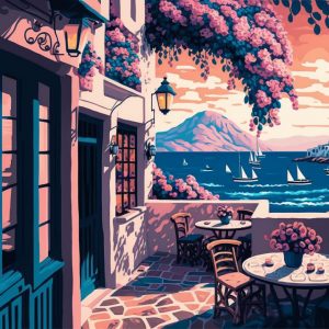 Blossom island coffee shop - Πίνακας σε καμβά