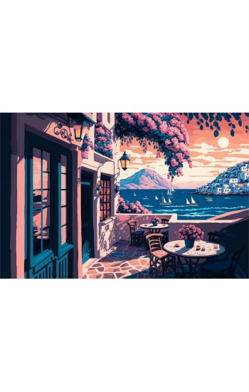 Blossom island coffee shop - Πίνακας σε καμβά