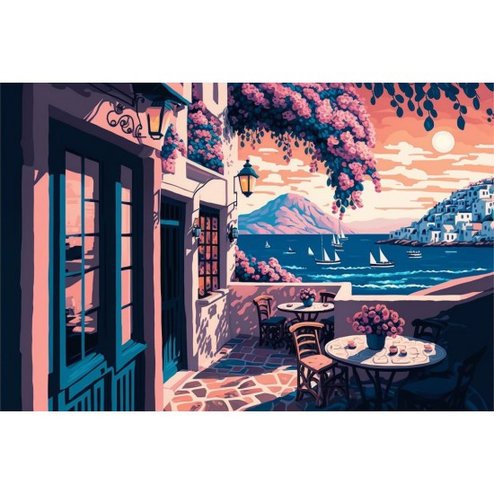 Blossom island coffee shop - Πίνακας σε καμβά