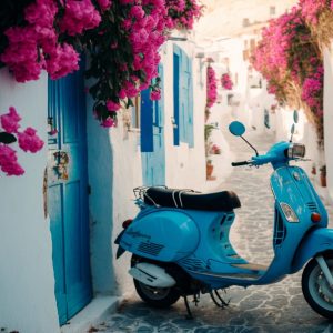 Blue scooter 2 - Πίνακας σε καμβά