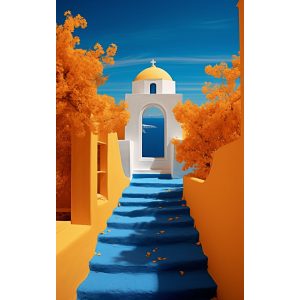 Blue stairs - Πίνακας σε καμβά