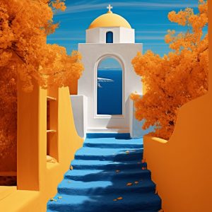 Blue stairs - Πίνακας σε καμβά Blue stairs - Πίνακας σε καμβά