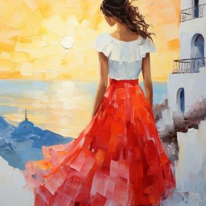 Girl with red dress 2 - Πίνακας σε καμβά Girl with red dress 2 - Πίνακας σε καμβά