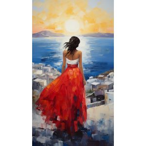 Girl with red dress - Πίνακας σε καμβά