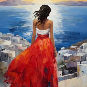 Girl with red dress - Πίνακας σε καμβά Girl with red dress - Πίνακας σε καμβά