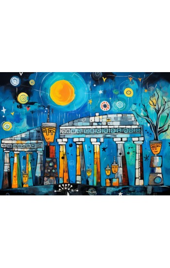 Greek parthenon collage - Πίνακας σε καμβά