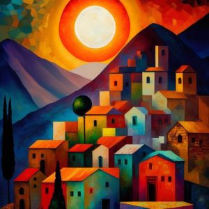 Greek village 2 - Πίνακας σε καμβά
