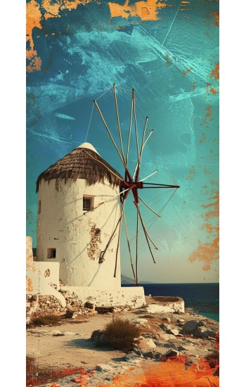 Greek windmill 2 - Πίνακας σε καμβά