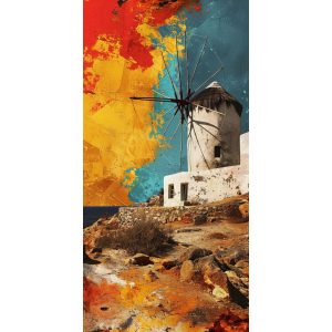 Greek windmill - Πίνακας σε καμβά Greek windmill - Πίνακας σε καμβά
