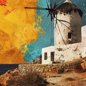 Greek windmill - Πίνακας σε καμβά Greek windmill - Πίνακας σε καμβά