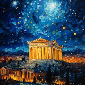 Parthenon style of Van Gogh 2 - Πίνακας σε καμβά