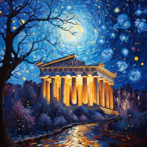Parthenon style of Van Gogh - Πίνακας σε καμβά Parthenon style of Van Gogh - Πίνακας σε καμβά