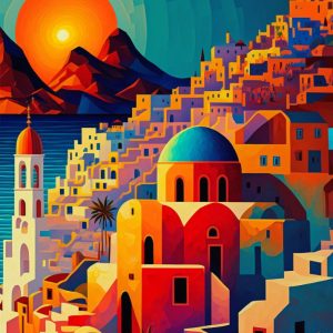 Santorini island - Πίνακας σε καμβά