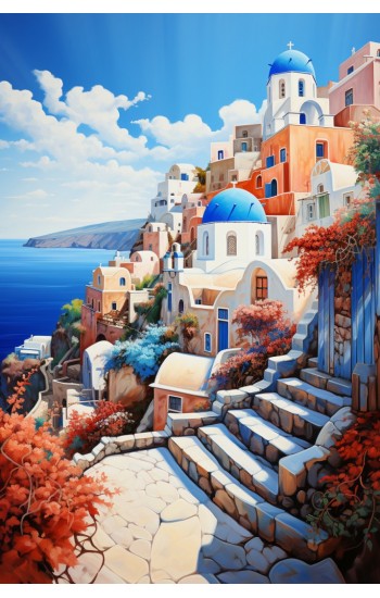 Santorini view - Πίνακας σε καμβά