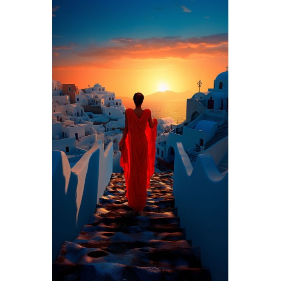 Sunset in Santorini - Πίνακας σε καμβά - Πίνακας σε καμβά Κάδρα / Καμβάδες