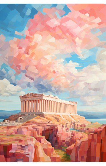 Surreal Athens parthenon - Πίνακας σε καμβά