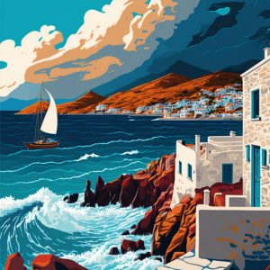 Waves on rocks - Πίνακας σε καμβά