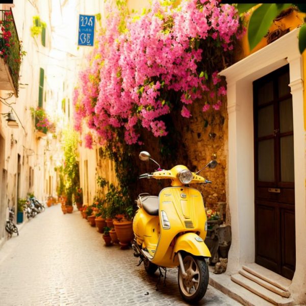 Yellow scooter 2 - Πίνακας σε καμβά
