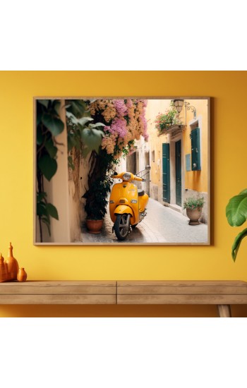Yellow scooter - Πίνακας σε καμβά