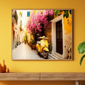 Yellow scooter 2 - Πίνακας σε καμβά Yellow scooter 2 - Πίνακας σε καμβά