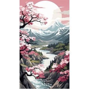 Landscape with mountains in Japan - Πίνακας σε καμβά