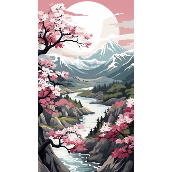 Landscape with mountains in Japan - Πίνακας σε καμβά Κάδρα / Καμβάδες