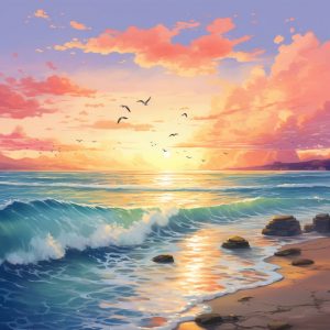 Light watercolor beach - Πίνακας σε καμβά