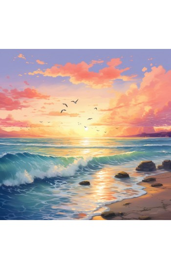 Light watercolor beach - Πίνακας σε καμβά