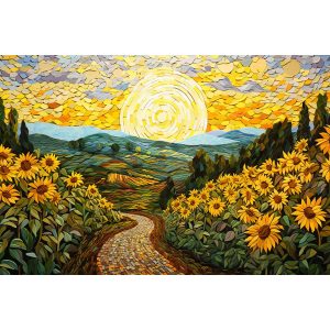 Path through the sunflowers - Πίνακας σε καμβά