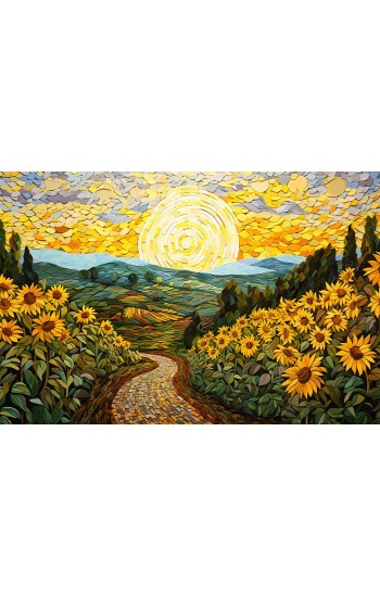 Path through the sunflowers - Πίνακας σε καμβά