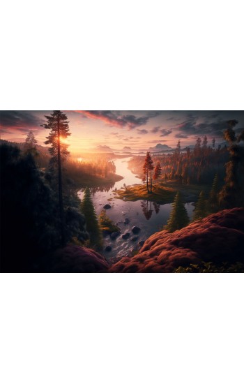 Sunset river 2 - Πίνακας σε καμβά