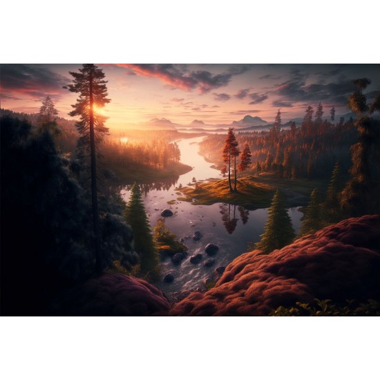 Sunset river 2 - Πίνακας σε καμβά Κάδρα / Καμβάδες