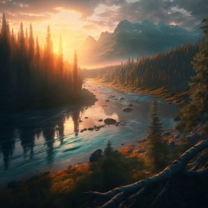 Sunset river - Πίνακας σε καμβά