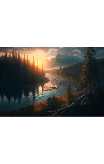Sunset river - Πίνακας σε καμβά