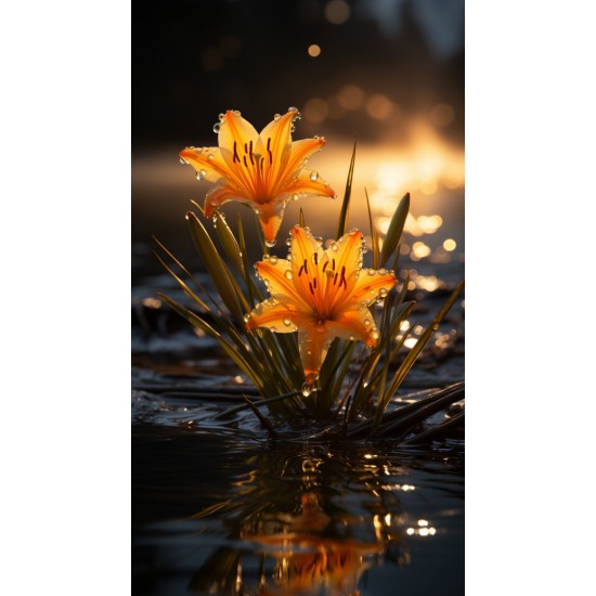 Beautiful glowing flower - Πίνακας σε καμβά