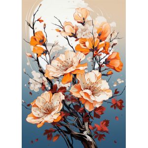 Beige painting flowers - Πίνακας σε καμβά