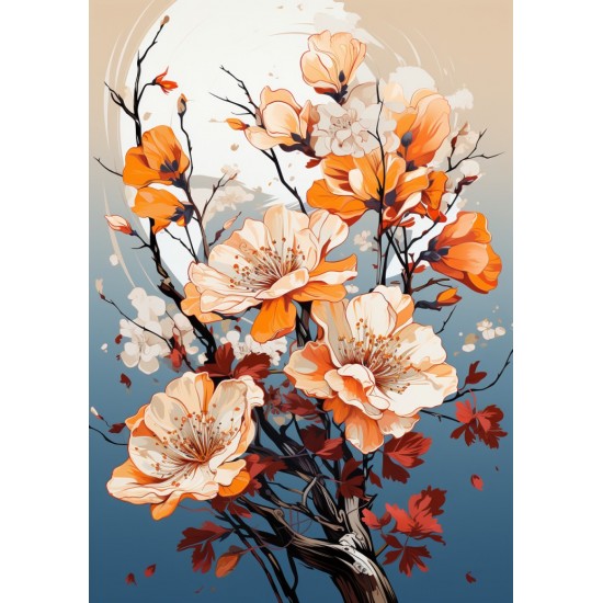 Beige painting flowers - Πίνακας σε καμβά