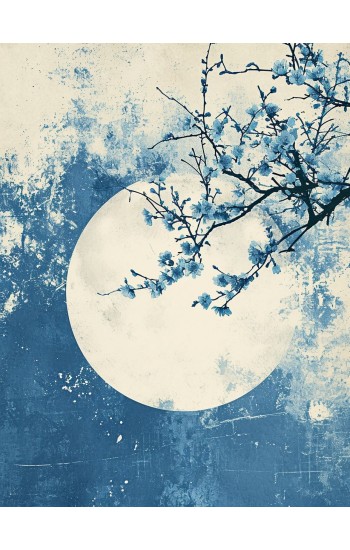 Blue and white moon - Πίνακας σε καμβά