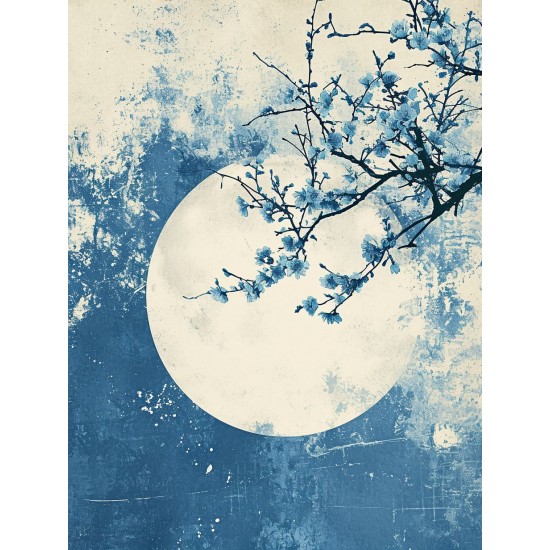 Blue and white moon - Πίνακας σε καμβά