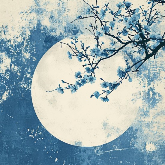 Blue and white moon - Πίνακας σε καμβά