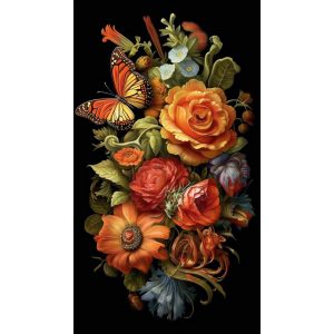 Butterfly and flowers - Πίνακας σε καμβά