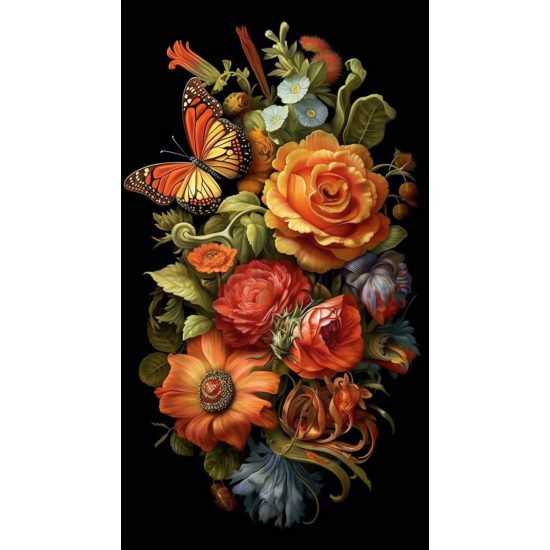 Butterfly and flowers - Πίνακας σε καμβά