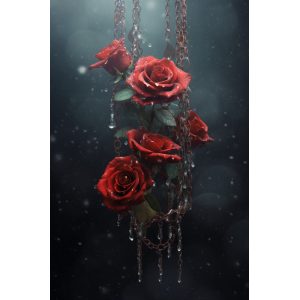 Dark red roses with chains - Πίνακας σε καμβά