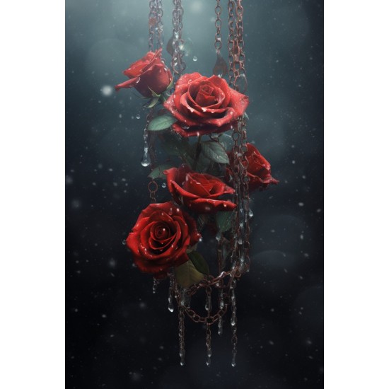 Dark red roses with chains - Πίνακας σε καμβά Κάδρα / Καμβάδες