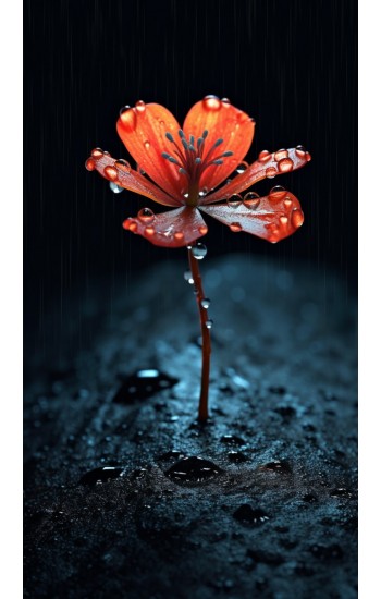 Miniature flower with rain - Πίνακας σε καμβά