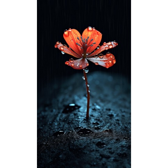 Miniature flower with rain - Πίνακας σε καμβά