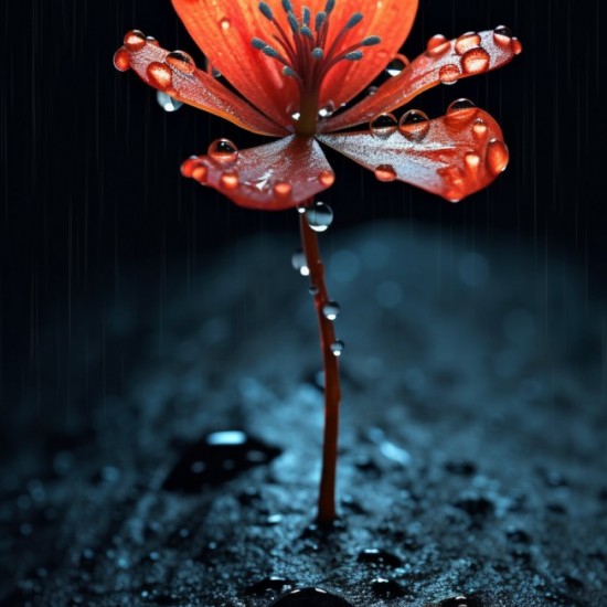 Miniature flower with rain - Πίνακας σε καμβά